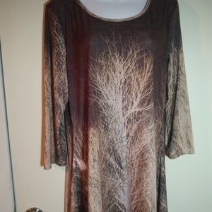 Lily tunic top w/winter tree pattern size L